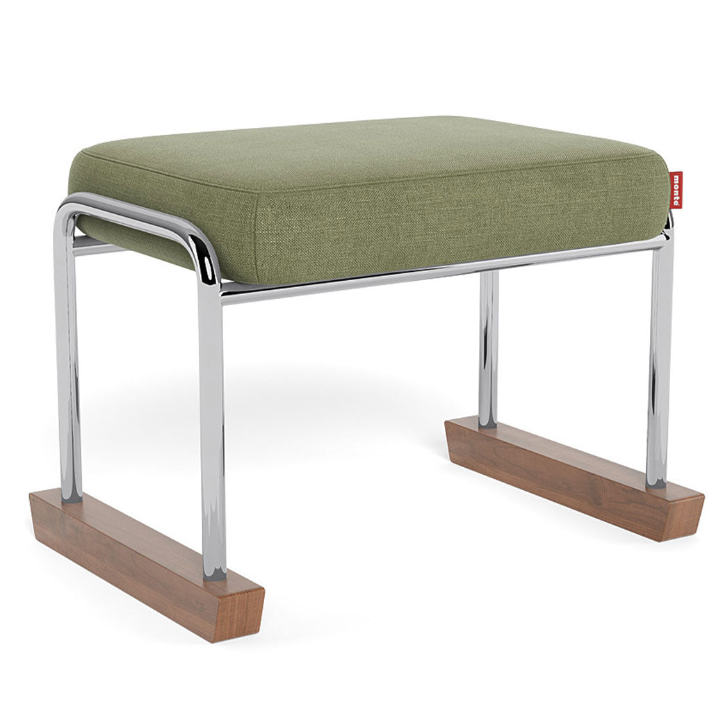 Monte Jackson Ottoman in -- Color_Olive Green Brushed Cotton-Linen _ Chrome