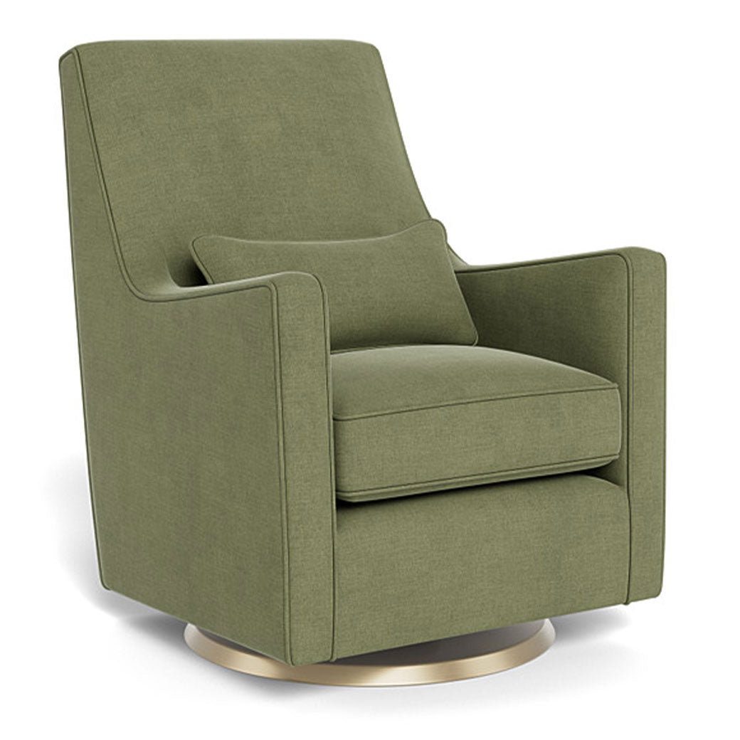 Monte Luca Glider in -- Color_Olive Green Brushed Cotton-Linen _ Gold Swivel