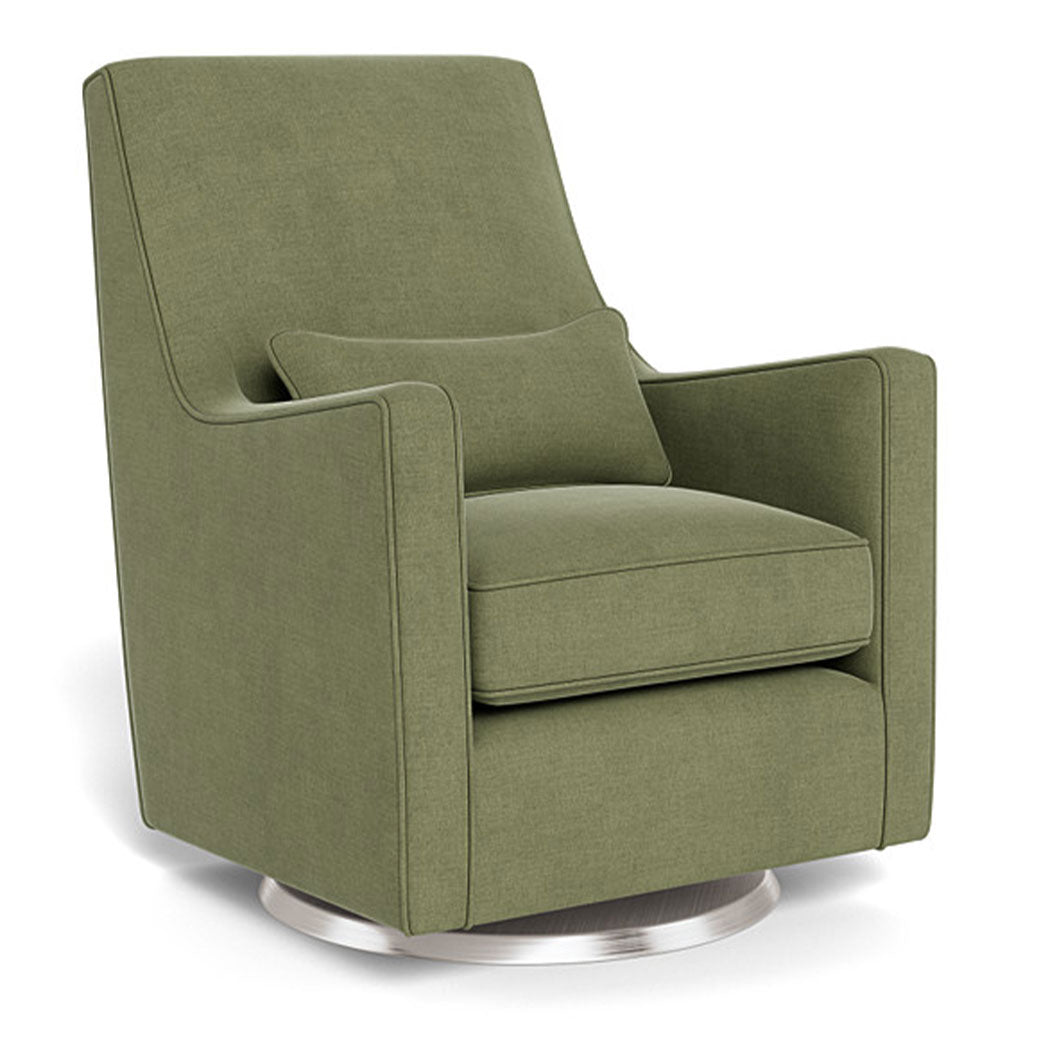 Monte Luca Glider in -- Color_Olive Green Brushed Cotton-Linen _ Stainless Steel Swivel