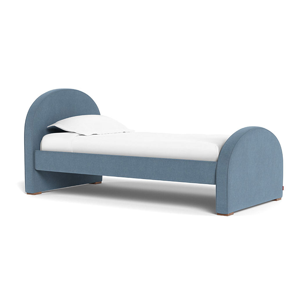 Twin Monte Luna Bed with high headboard and high footboard in -- Color_Performance Heathered Denim Blue _ Twin _ High Headboard + High Footboard