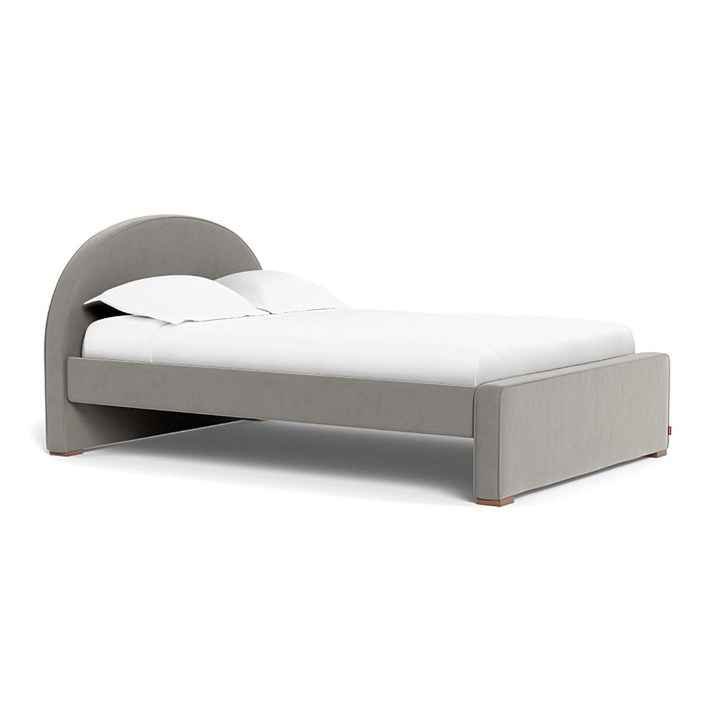 Full Monte Luna Bed in -- Color_Mineral Grey Velvet _ Full _ High Headboard + Low Footboard