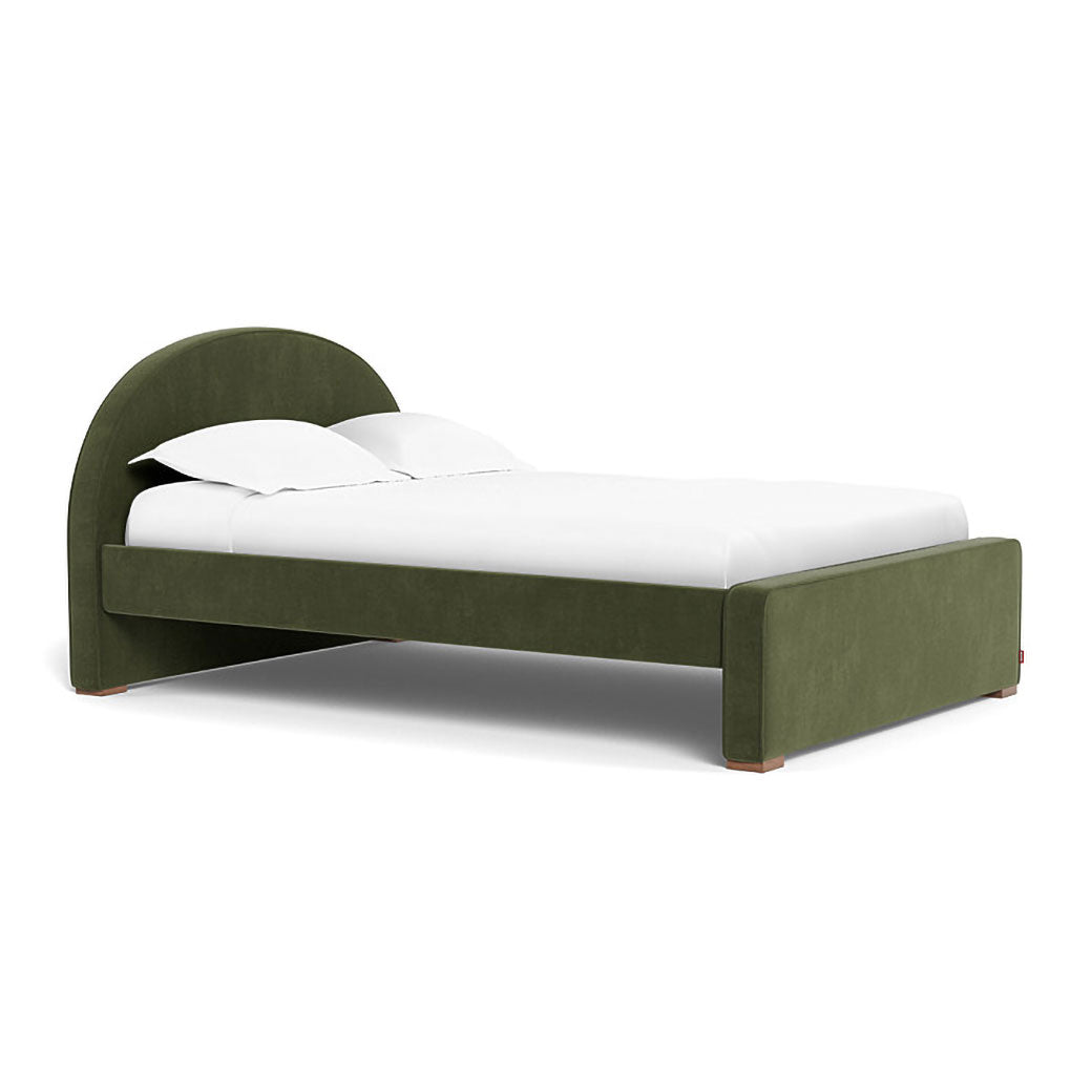 Full Monte Luna Bed in -- Color_Moss Green Velvet _ Full _ High Headboard + Low Footboard