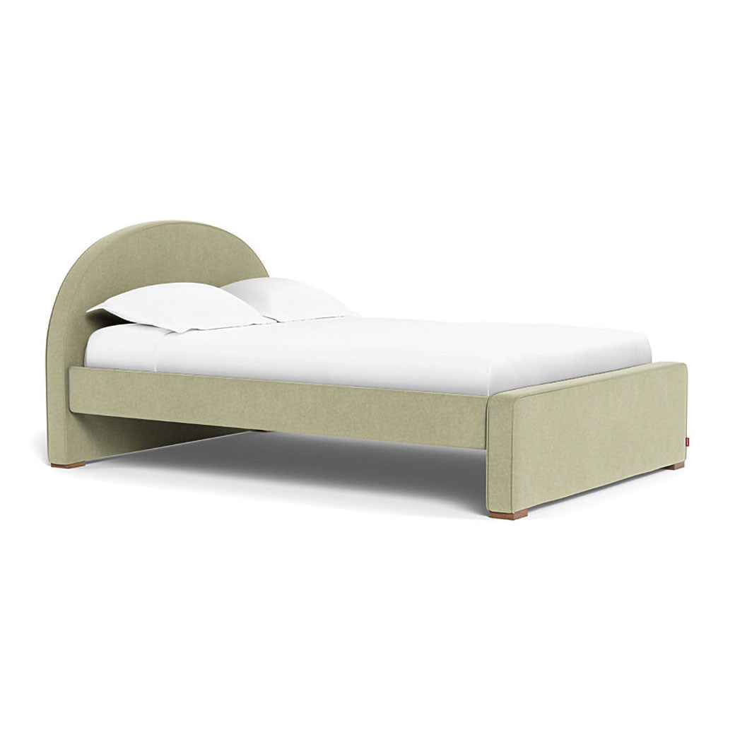 Full Monte Luna Bed in -- Color_Performance Heathered Sage Green _ Full _ High Headboard + Low Footboard