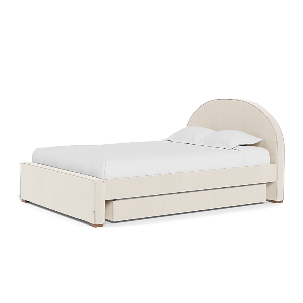 Right side view of Monte Luna Queen/King Bed with two trundles in -- Color_Performance Heathered Dune _ 2 Trundle Beds