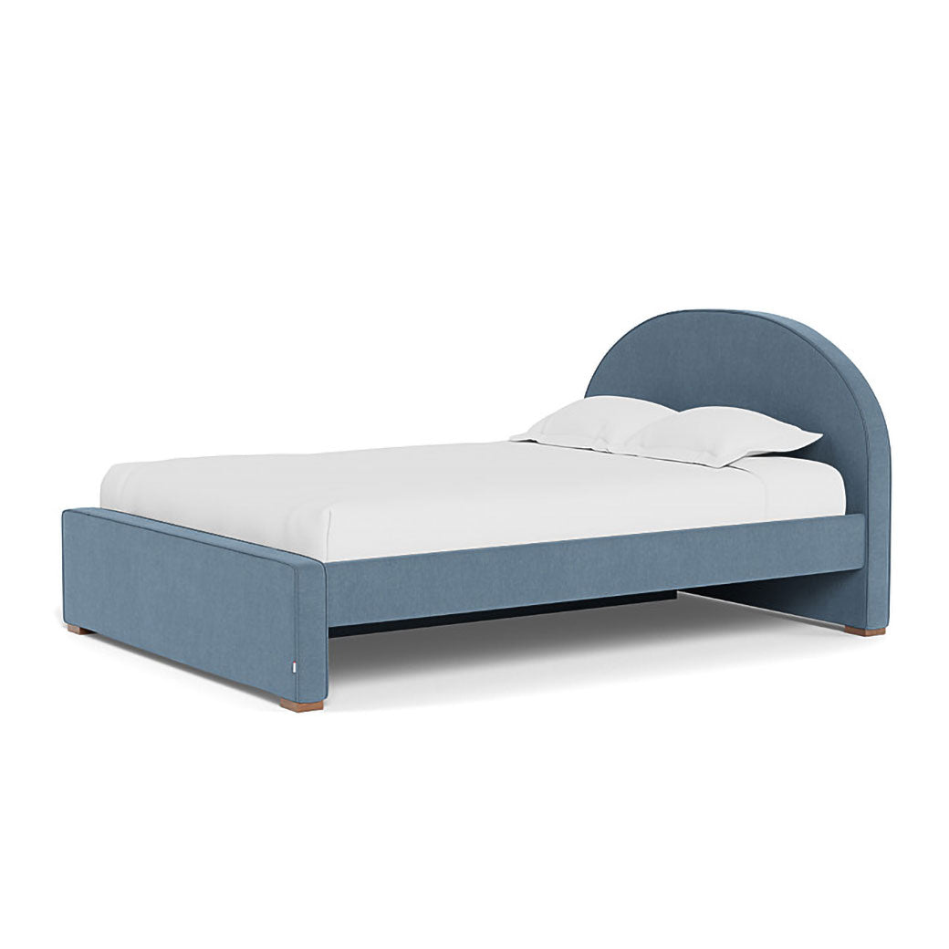 Right side view of Monte Luna Queen/King Bed one trundle in -- Color_Performance Heathered Denim Blue _ 1 Trundle Bed