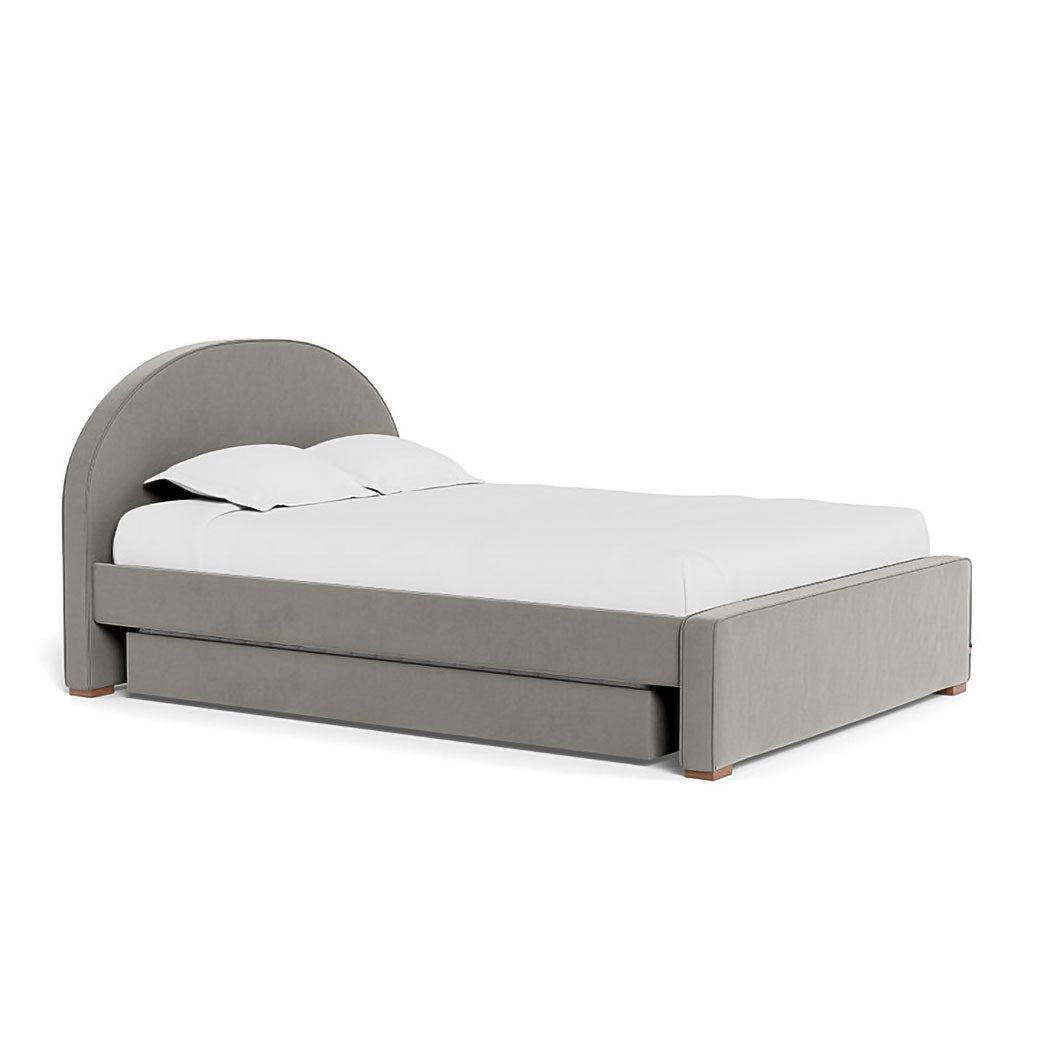 Monte Luna Queen/King Bed two trundles in -- Color_Mineral Grey Velvet _ 2 Trundle Beds