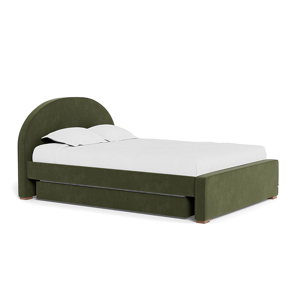 Monte Luna Queen/King Bed two trundles in -- Color_Moss Green Velvet _ 2 Trundle Beds