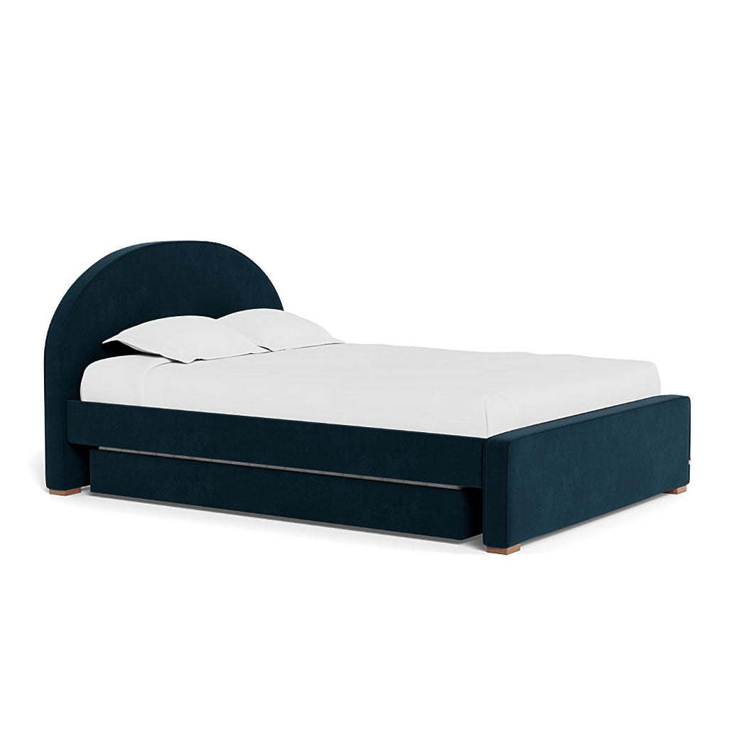 Monte Luna Queen/King Bed two trundles in -- Color_Navy Velvet _ 2 Trundle Beds
