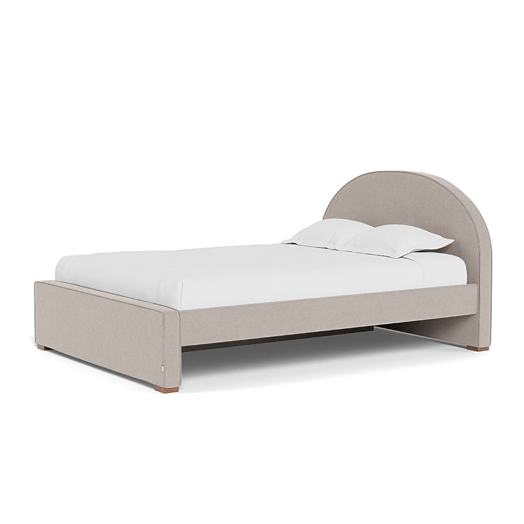 Right side view of Monte Luna Queen/King Bed with one trundle in -- Color_Performance Heathered Sand _ 1 Trundle Bed