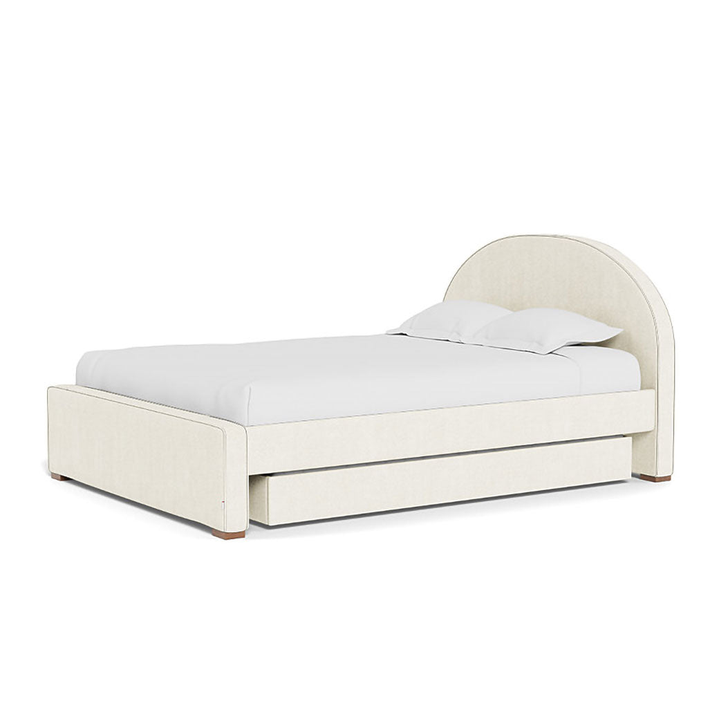 Right side view of Monte Luna Queen/King Bed two trundles in -- Color_Ivory Boucle _ 2 Trundle Beds