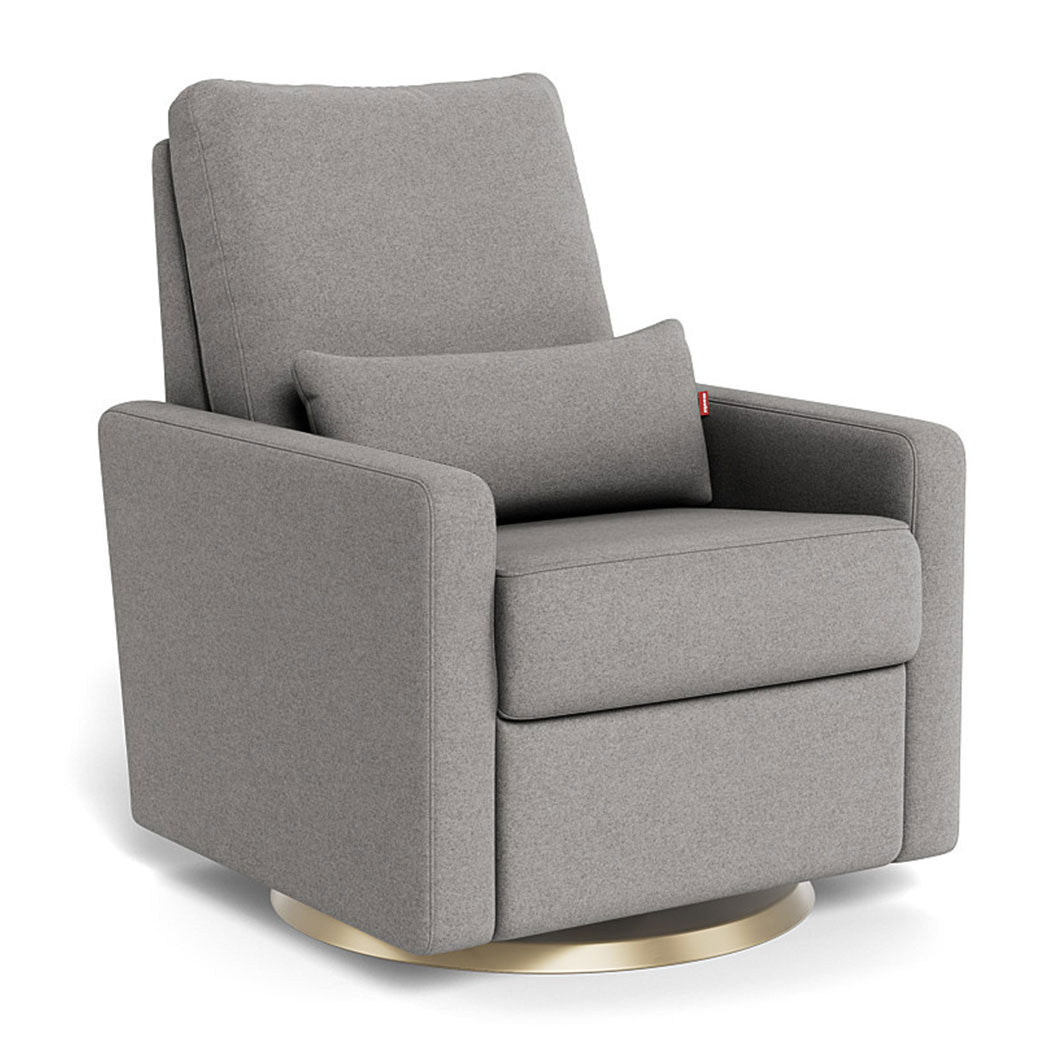 Monte Matera Glider Recliner in -- Color_Light Grey Wool _ Gold Swivel