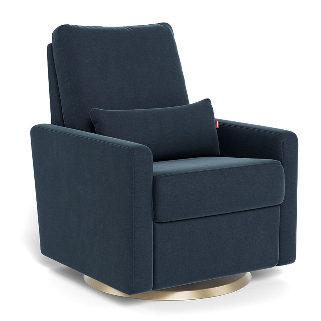 Monte Matera Glider Recliner in -- Color_Midnight Blue Brushed Cotton-Linen _ Gold Swivel