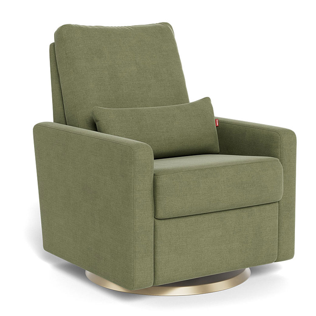 Monte Matera Glider Recliner in -- Color_Olive Green Brushed Cotton-Linen _ Gold Swivel