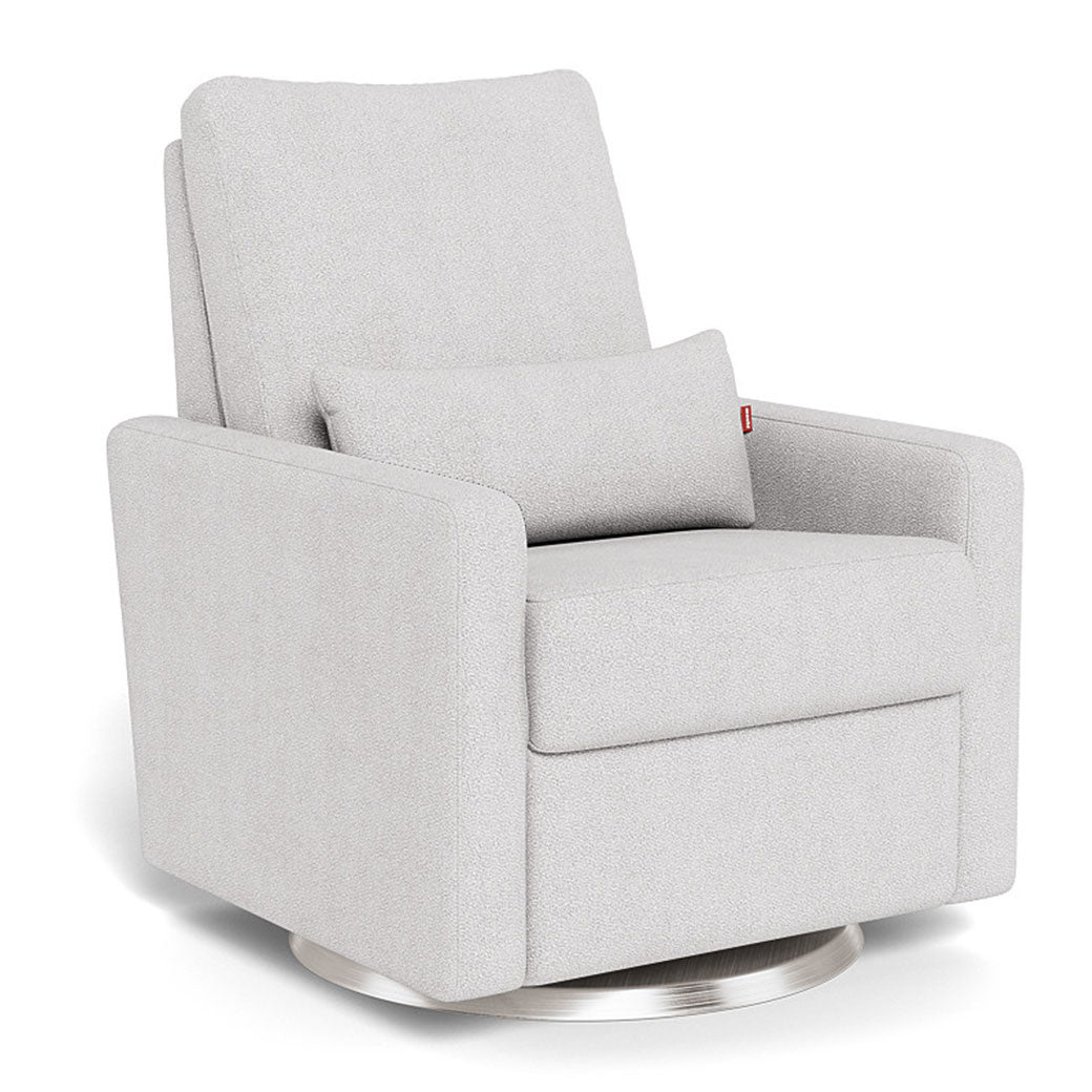 Monte Matera Glider Recliner in -- Color_Dove Grey Boucle _ Stainless Steel Swivel