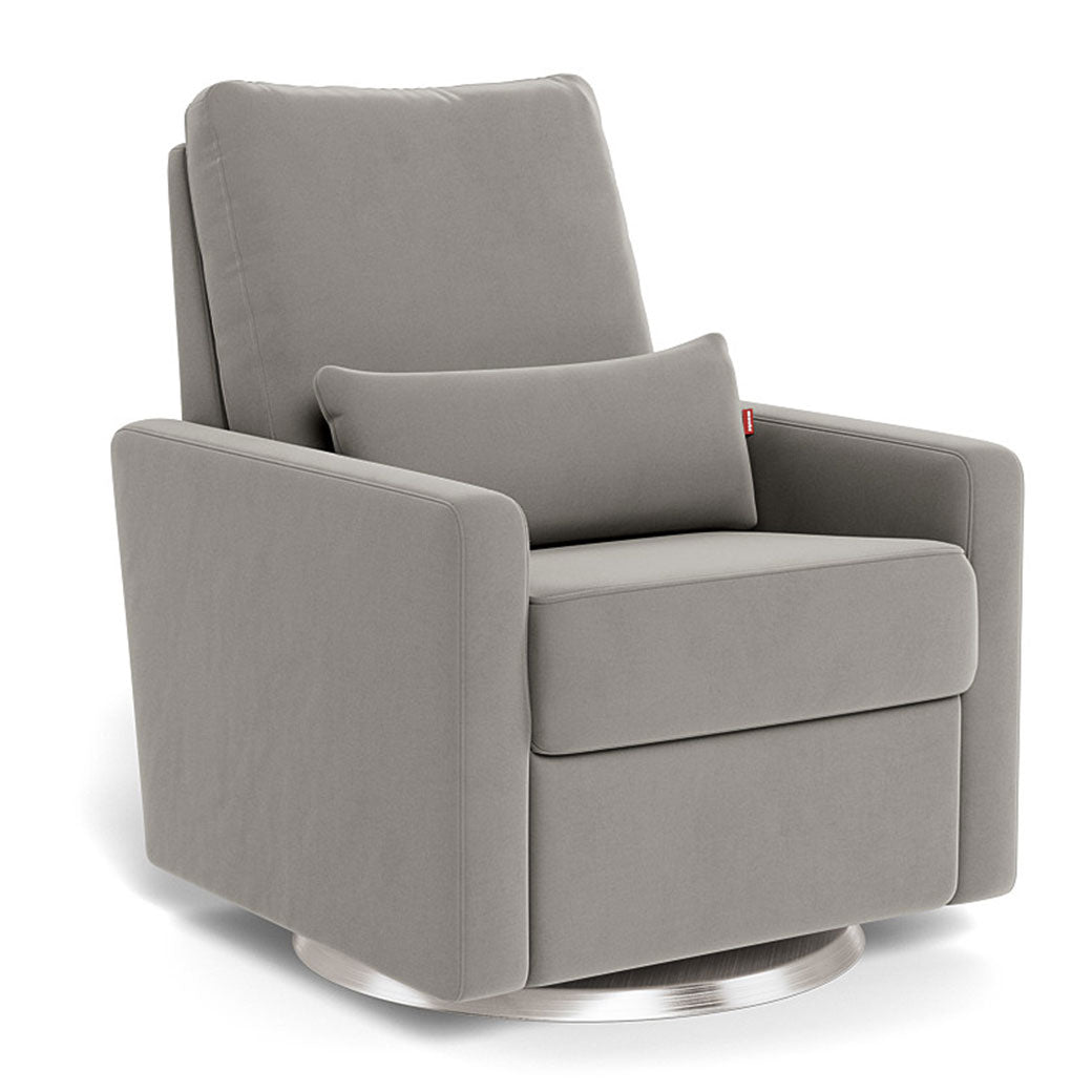 Monte Matera Glider Recliner in -- Color_Light Grey Wool _ Stainless Steel Swivel