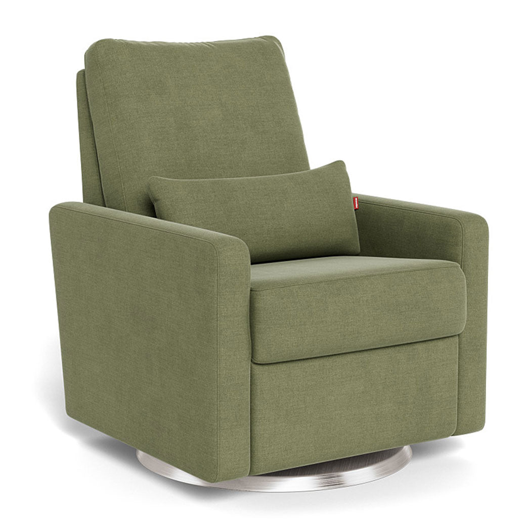 Monte Matera Glider Recliner in -- Color_Olive Green Brushed Cotton-Linen _ Stainless Steel Swivel