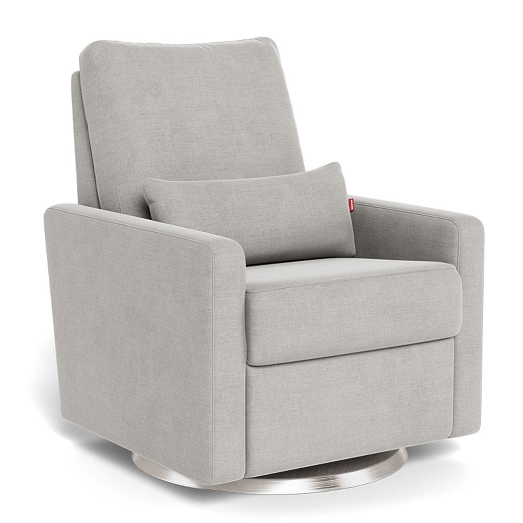 Monte Matera Glider Recliner in -- Color_Smoke Brushed Cotton-Linen _ Stainless Steel Swivel