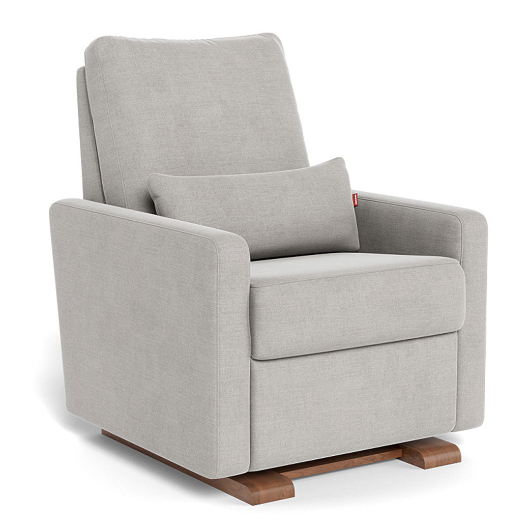 Monte Matera Glider Recliner in -- Color_Smoke Brushed Cotton-Linen _ Walnut