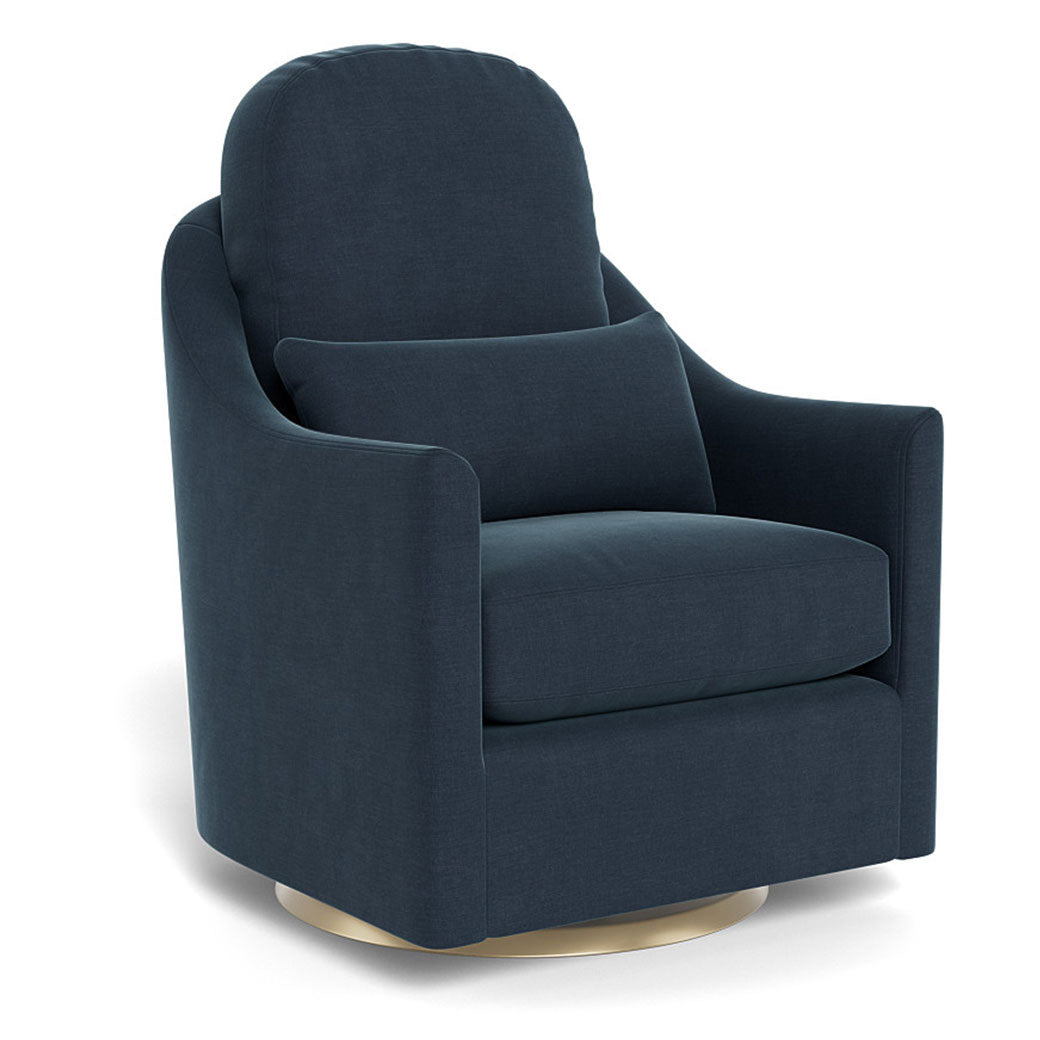 Monte Nessa Glider in -- Color_Midnight Blue Brushed Cotton-Linen _ Gold Swivel