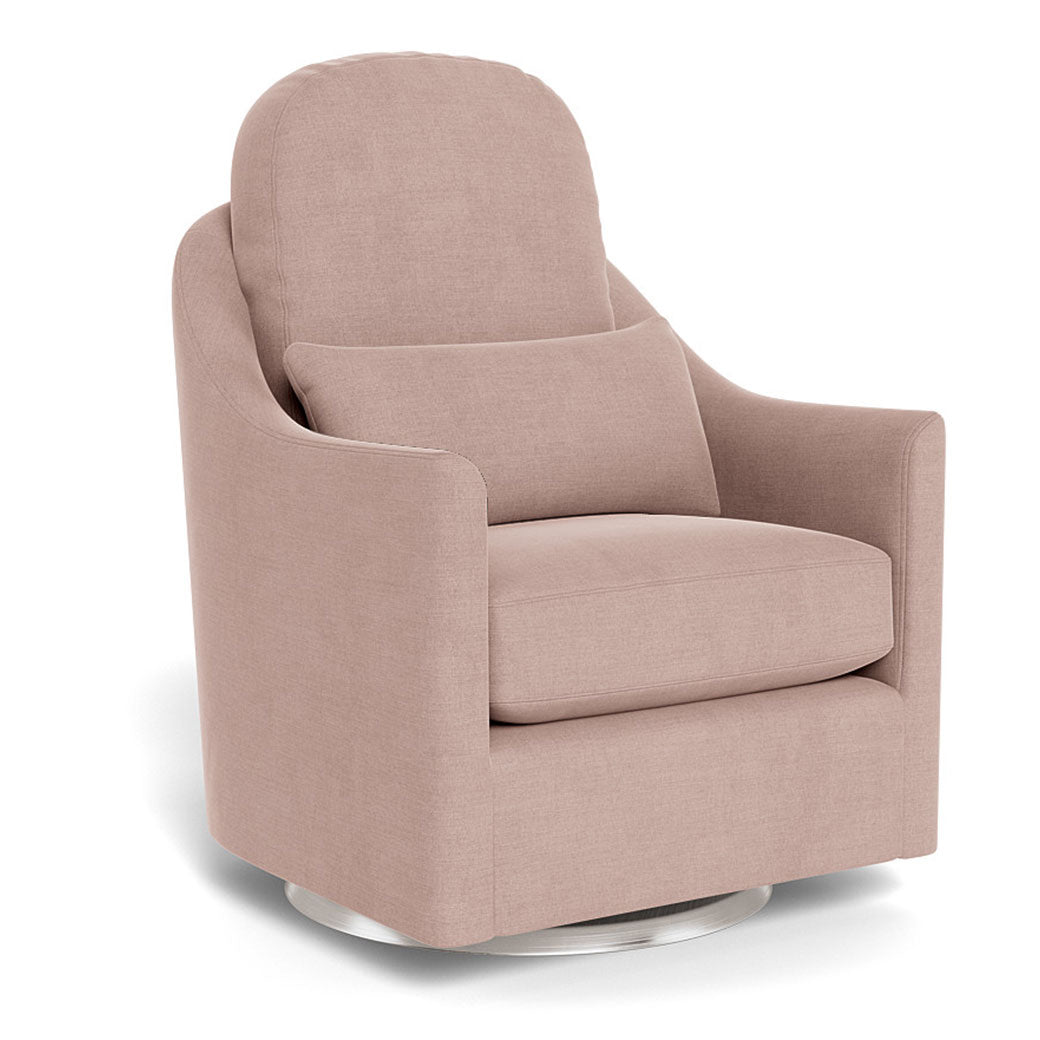 Monte Nessa Glider in -- Color_Blush Brushed Cotton-Linen _ Stainless Steel Swivel