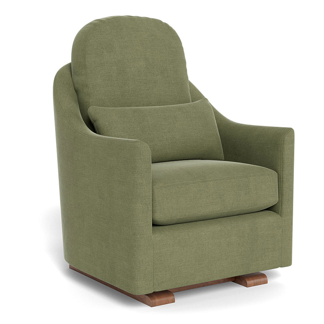 Monte Nessa Glider in -- Color_Olive Green Brushed Cotton-Linen _ Walnut
