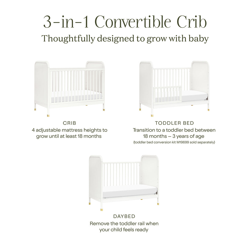 Covertible features of Namesake Brimsley 3-in-1 Convertible Crib in -- Color_Warm White