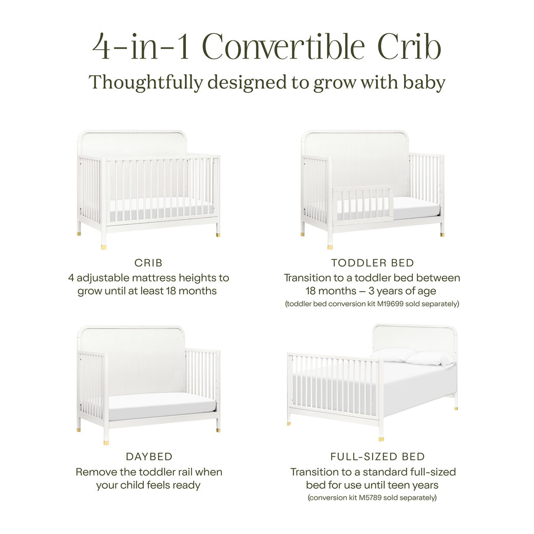 Conversion features of Namesake Brimsley 4-in-1 Convertible Crib in -- Color_Warm White