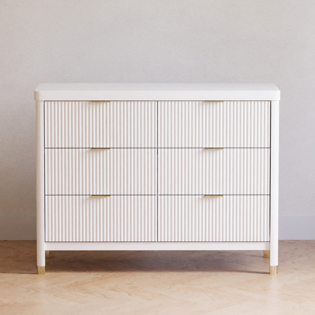 Front view of Namesake Brimsley 6-Drawer Dresser in a white-wall room in -- Color_Warm White