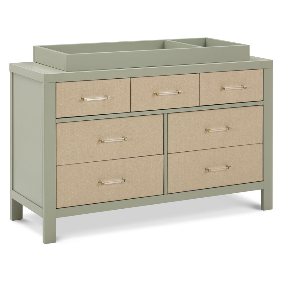 Eloise 7 Drawer Assembled Dresser French Sage and Performance Sand Eco-Weave