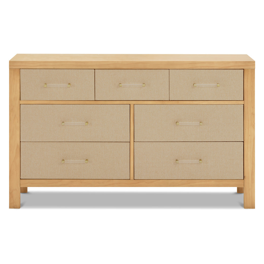 Eloise 7 Drawer Assembled Dresser Honey & Performance Sand Eco-Weave