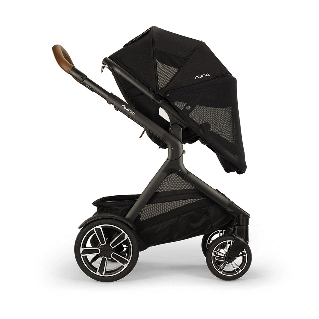 Nuna DEMI Next Stroller with canopy and net down  in -- Color_Caviar