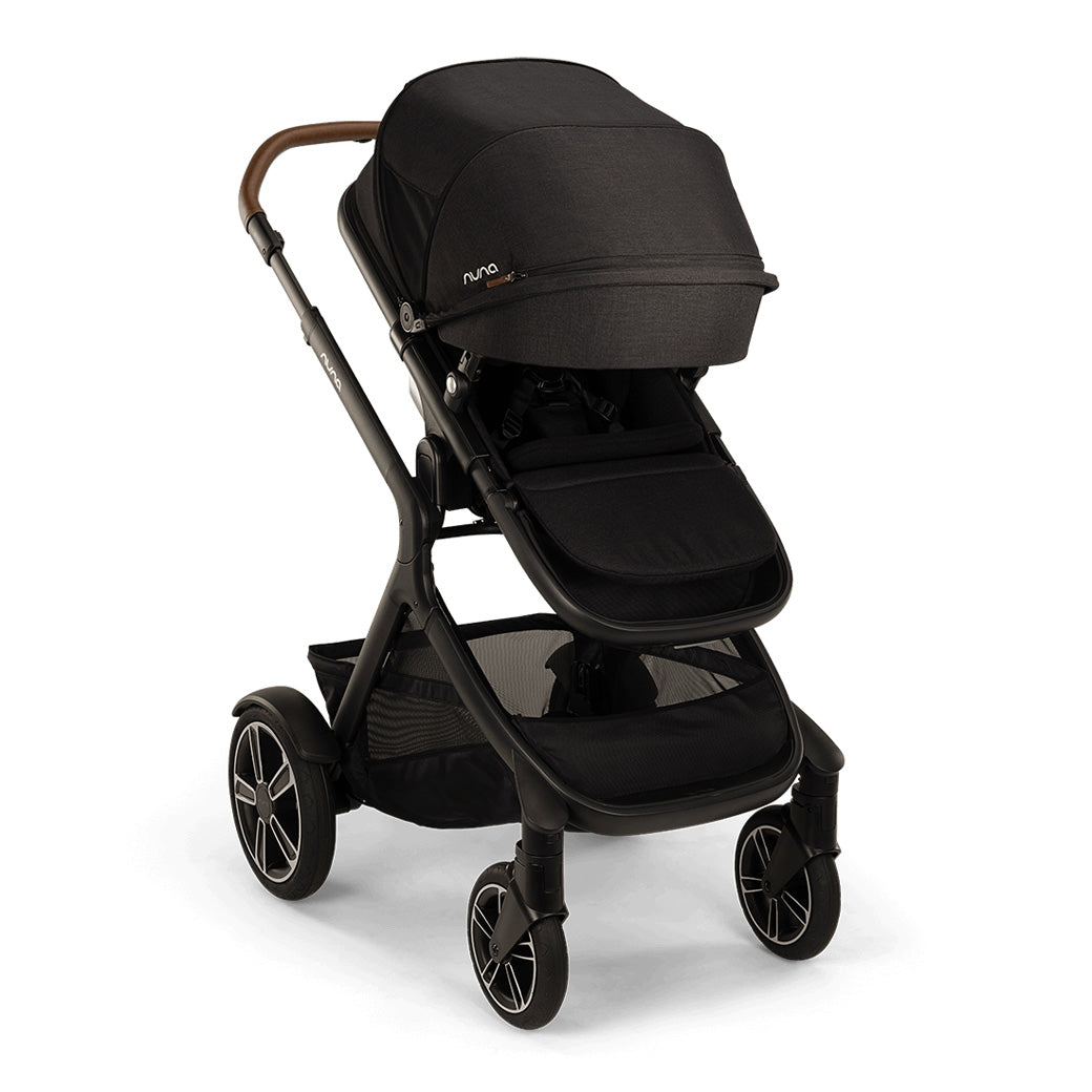 Nuna DEMI Next Stroller with canopy down to the middle in -- Color_Caviar