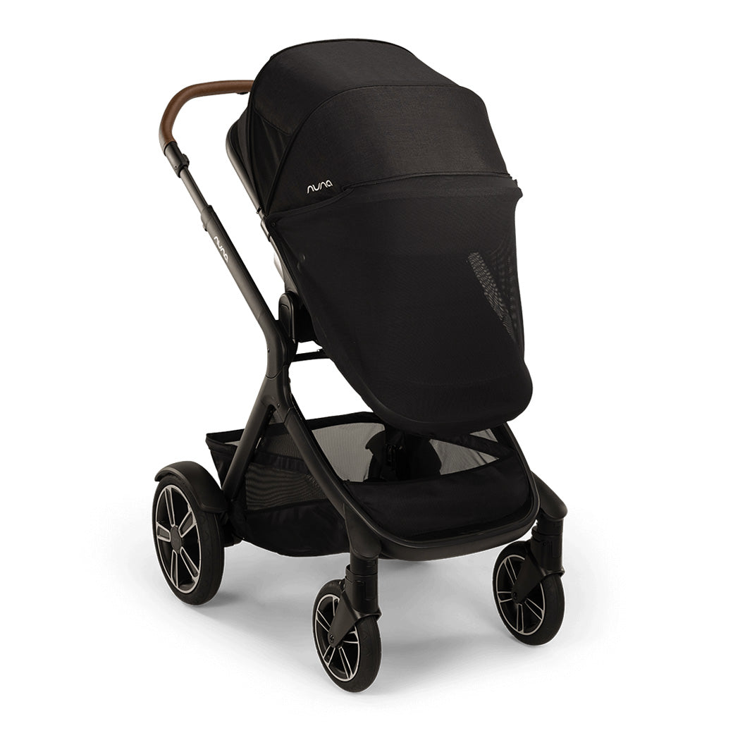 Nuna DEMI Next Stroller with canopy and net all the way down  in -- Color_Caviar