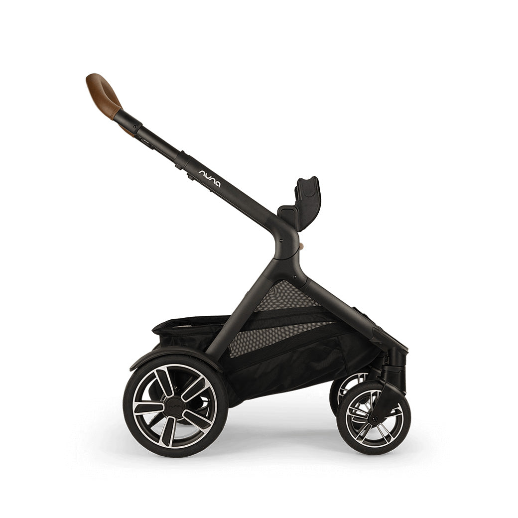 Side view of Nuna DEMI Next Stroller chassis with adapters in -- Color_Caviar