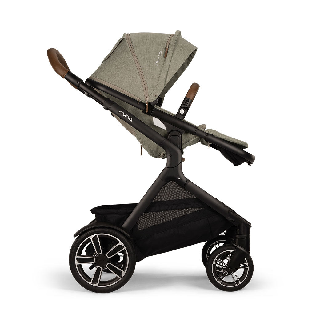 Side view of slightly reclined Nuna DEMI Next Stroller in -- Color_Hazelwood
