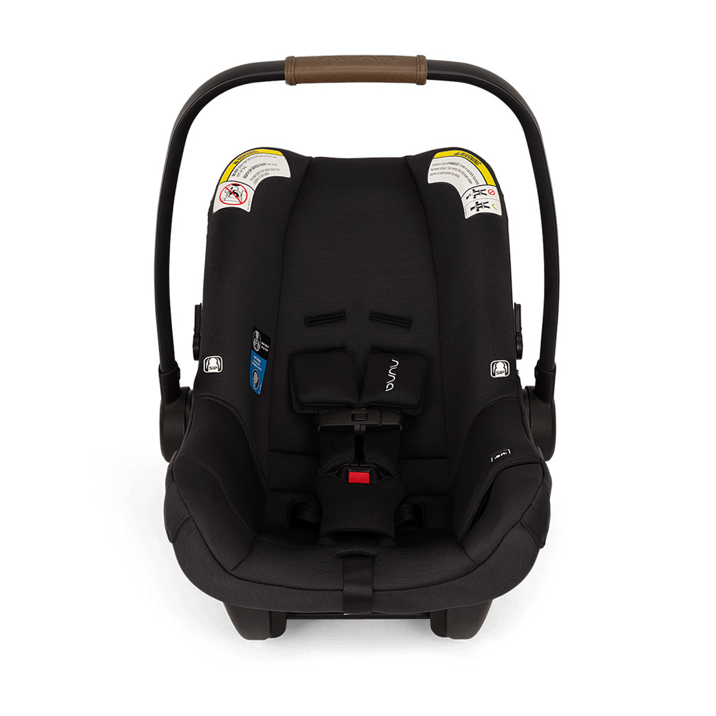 Front view of Nuna PIPA Aire Infant Car Seat + PIPA Series Base without the base without canopy in -- Color_Caviar