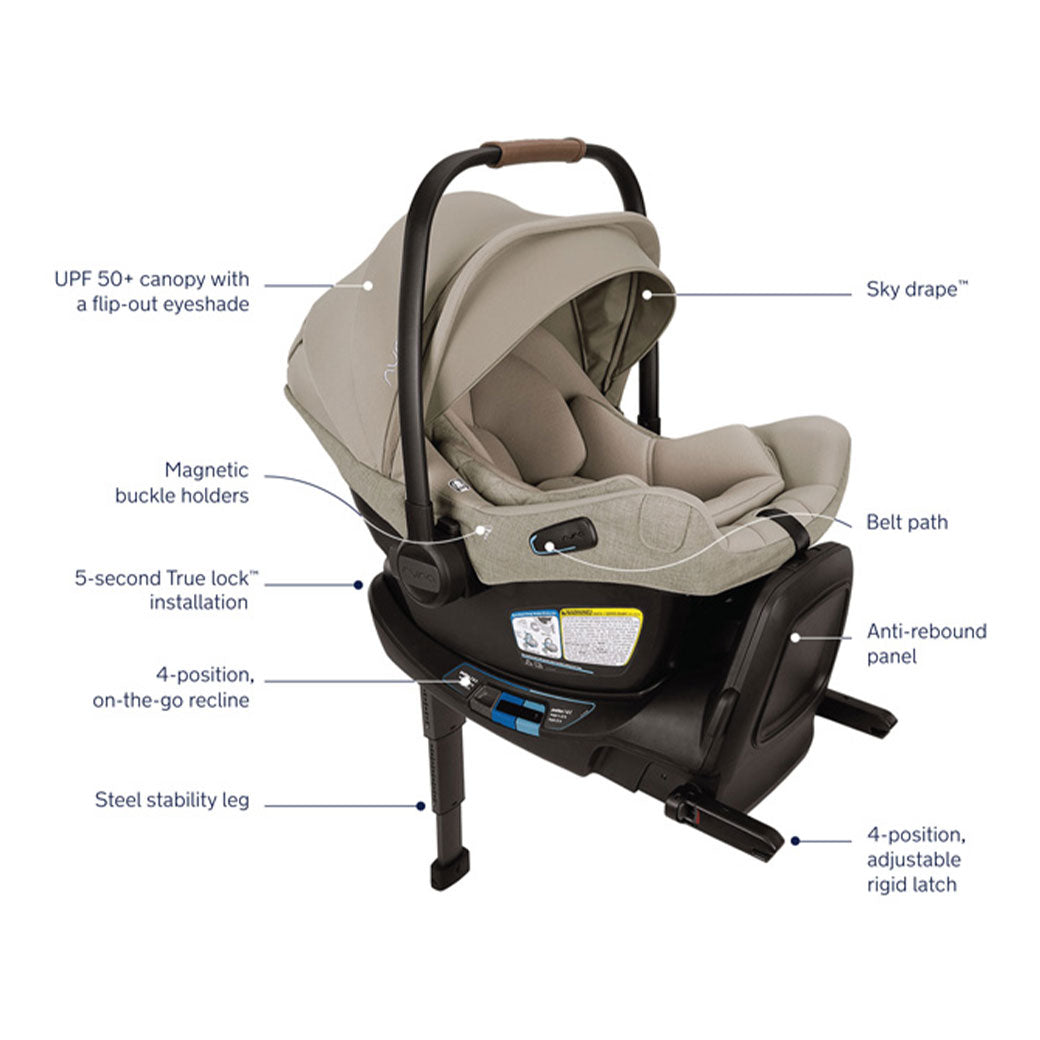 Features of Nuna PIPA Aire RX Infant Car Seat + PIPA RELX Base in -- Color_Hazelwood