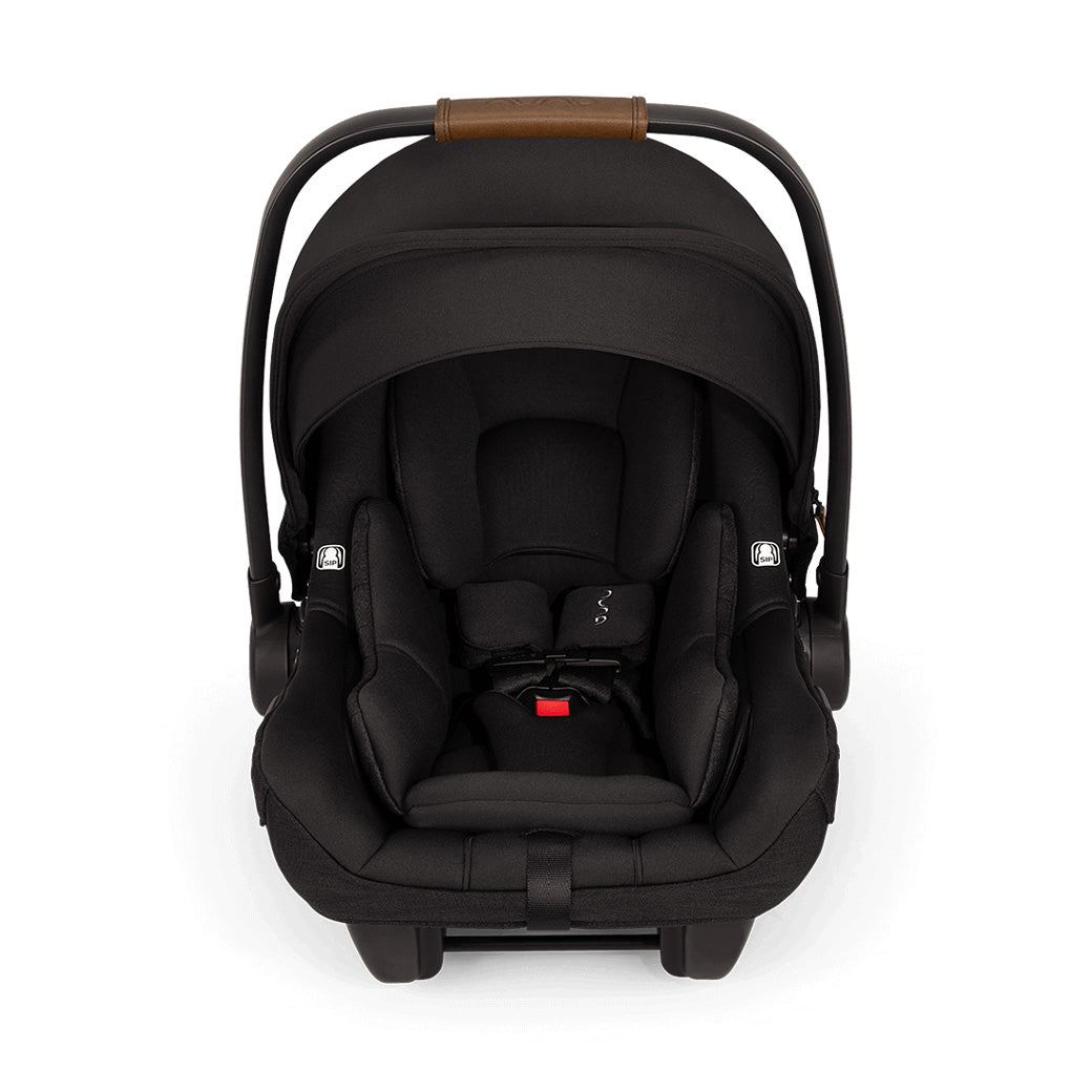 Front view of Nuna PIPA Aire RX Infant Car Seat + PIPA RELX Base without base in -- Color_Caviar