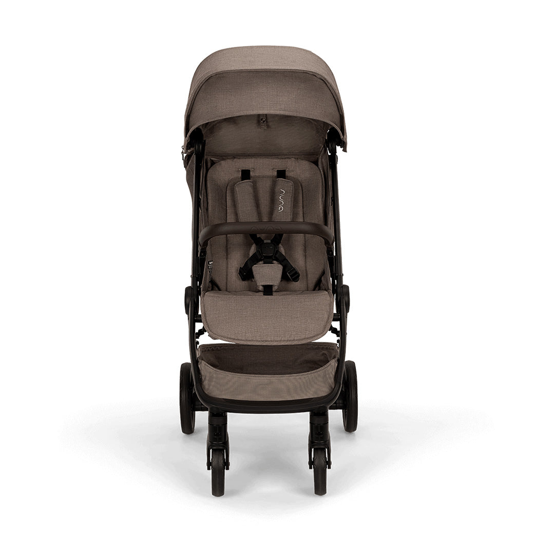 Stroller front view of the Nuna TRVL lx Stroller + PIPA Urbn Travel System in -- Color_Cedar