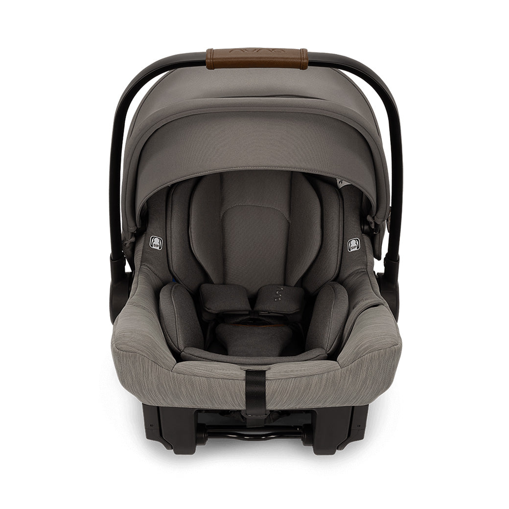 Car seat front view of the Nuna TRVL lx Stroller + PIPA Urbn Travel System in -- Color_Granite