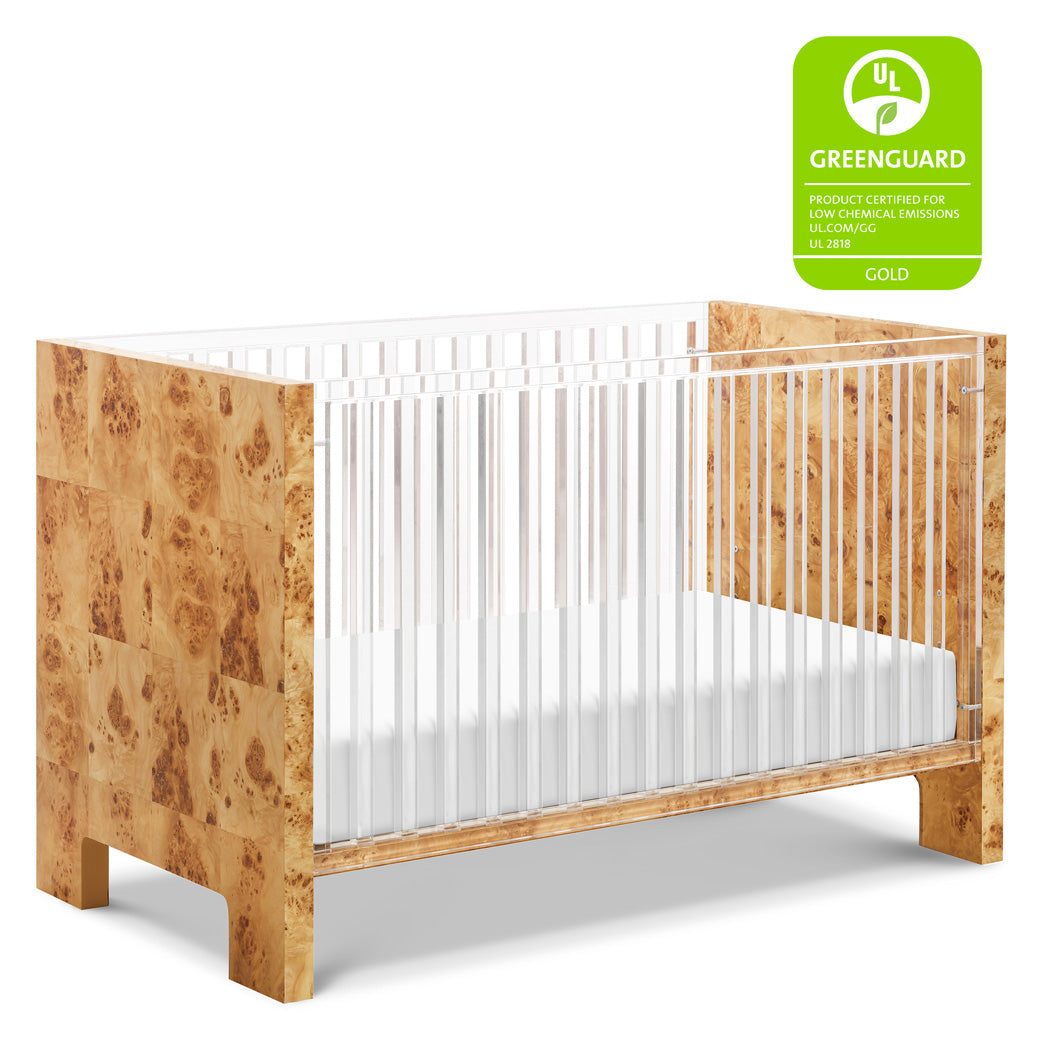 Nursery Works Altair Crib with GREENGUARD Gold tag in -- Color_Clear Acrylic with Burl