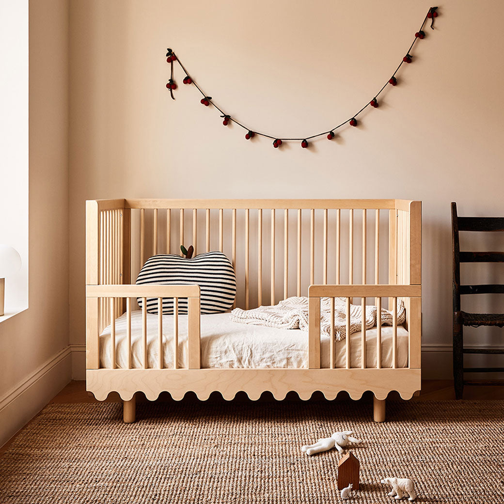 Oeuf Moss Crib as toddler bed with pillow inside  in -- Color_Birch