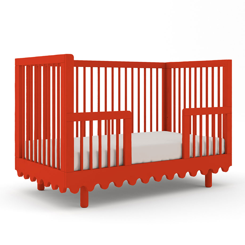 Oeuf Moss Crib as toddler bed in -- Color_Tomato