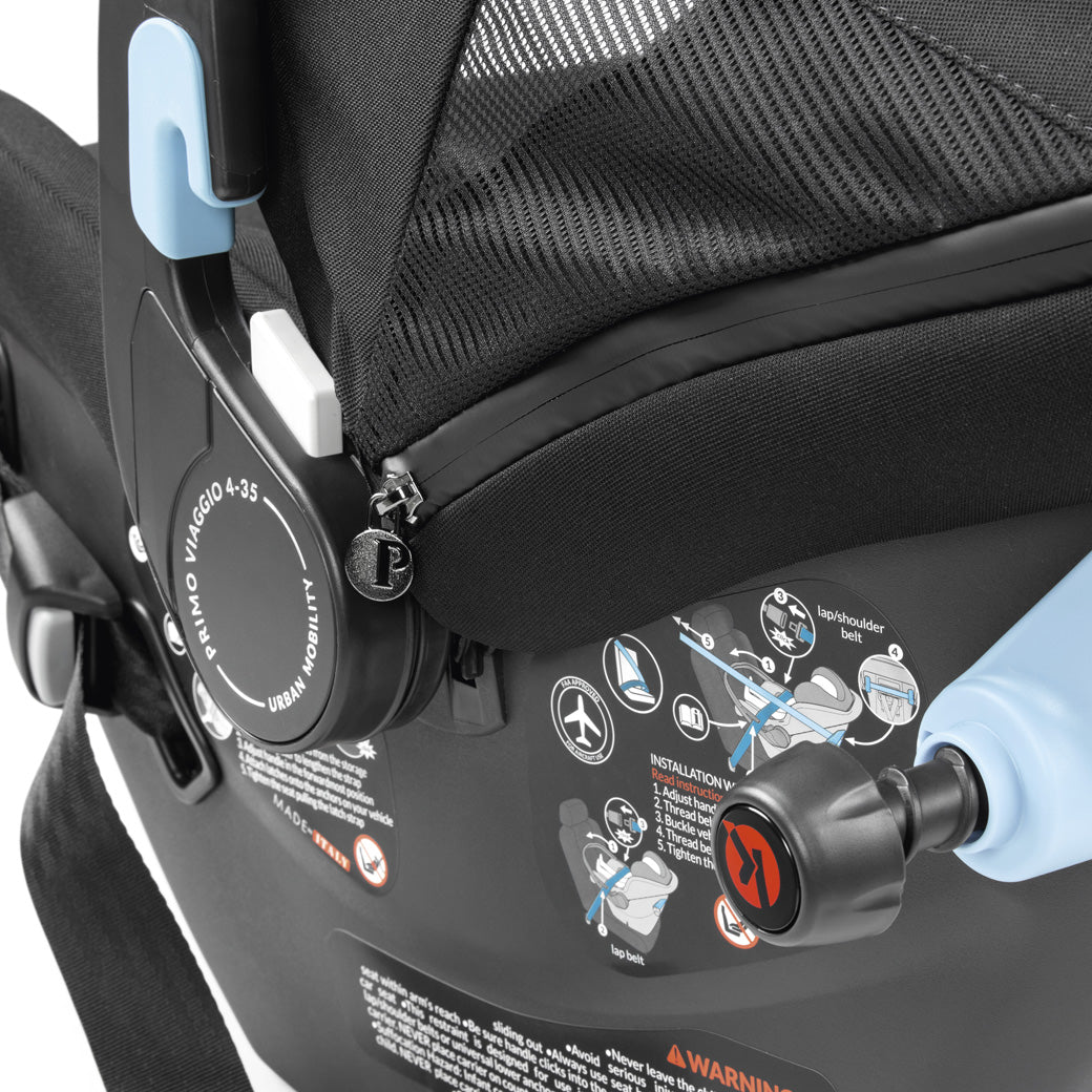 Closeup view of Peg Perego Primo Viaggio 4-35 Urban Mobility Infant Car Seat in -- Color_True Black