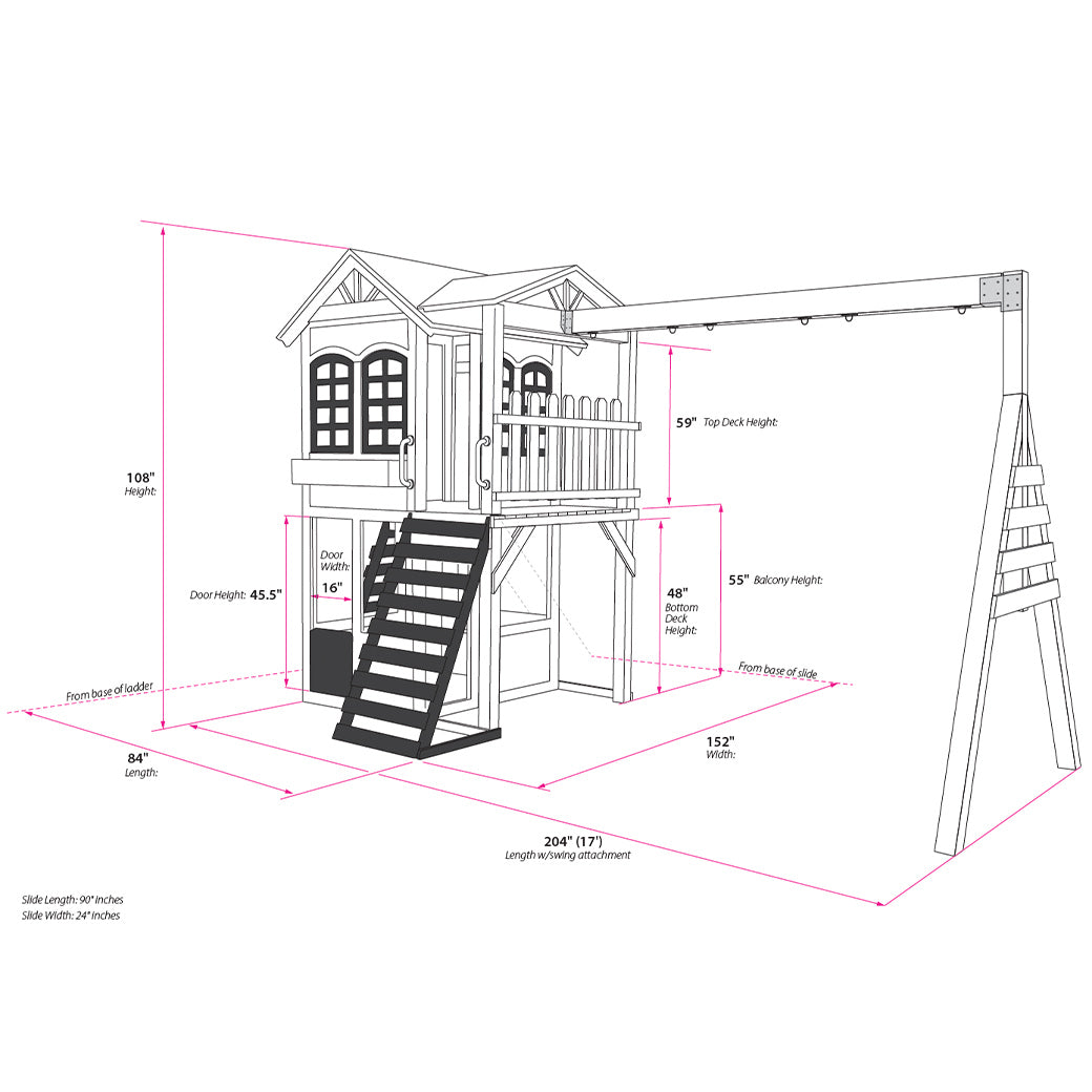 Reign Two Story Playhouse + Swing Attachment Bundle