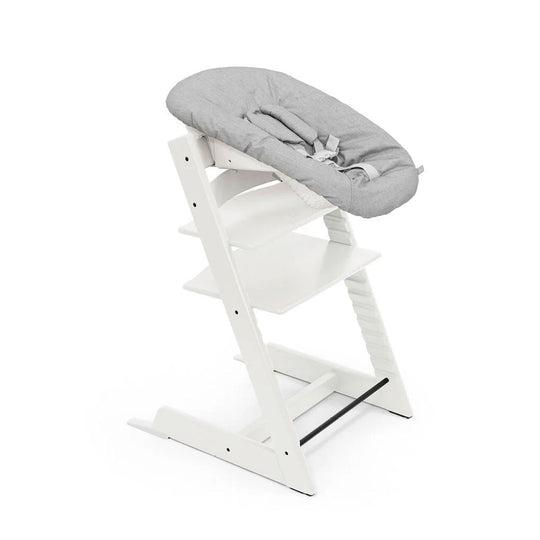 stokke storage tray Stokke Tripp Trapp High Chair² with Cushion, Tray and Newborn Set, White + Nordic Grey Cushion