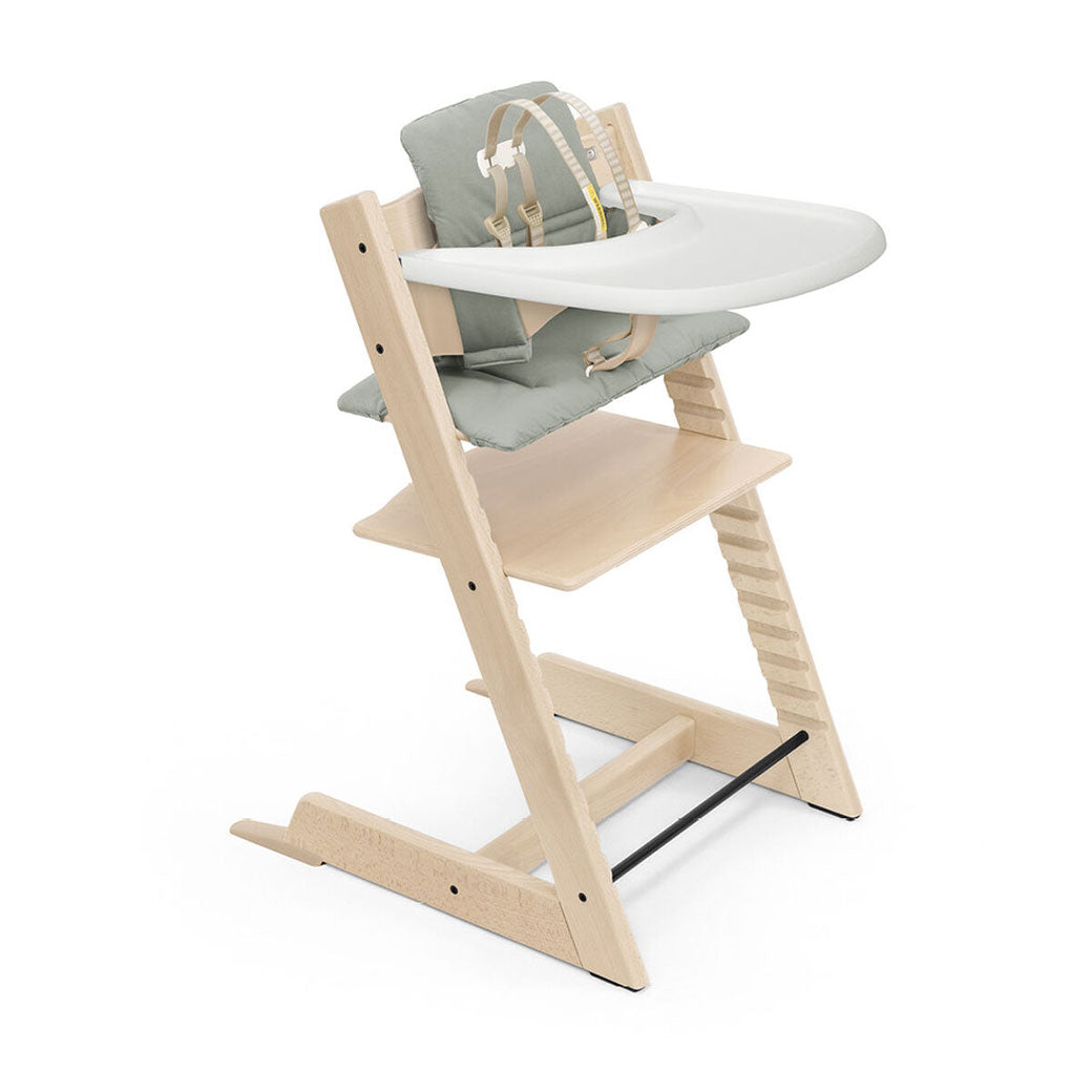 Tripp Trapp High Chair + Cushion & Tray Bundle in -- Color_Natural _ Glacier Green