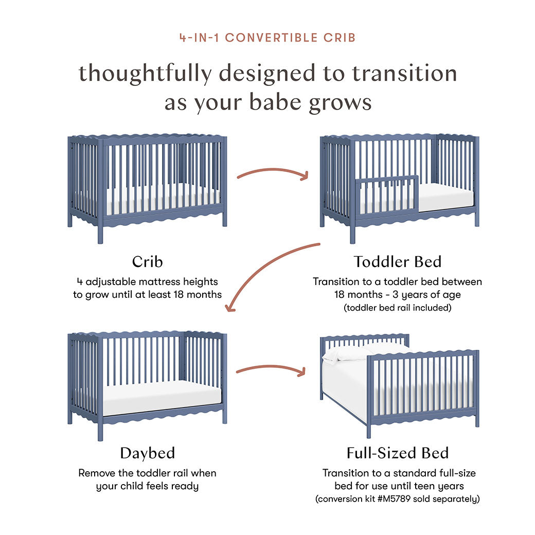 Swell 4-in-1 Convertible Crib with Toddler Bed Conversion Kit