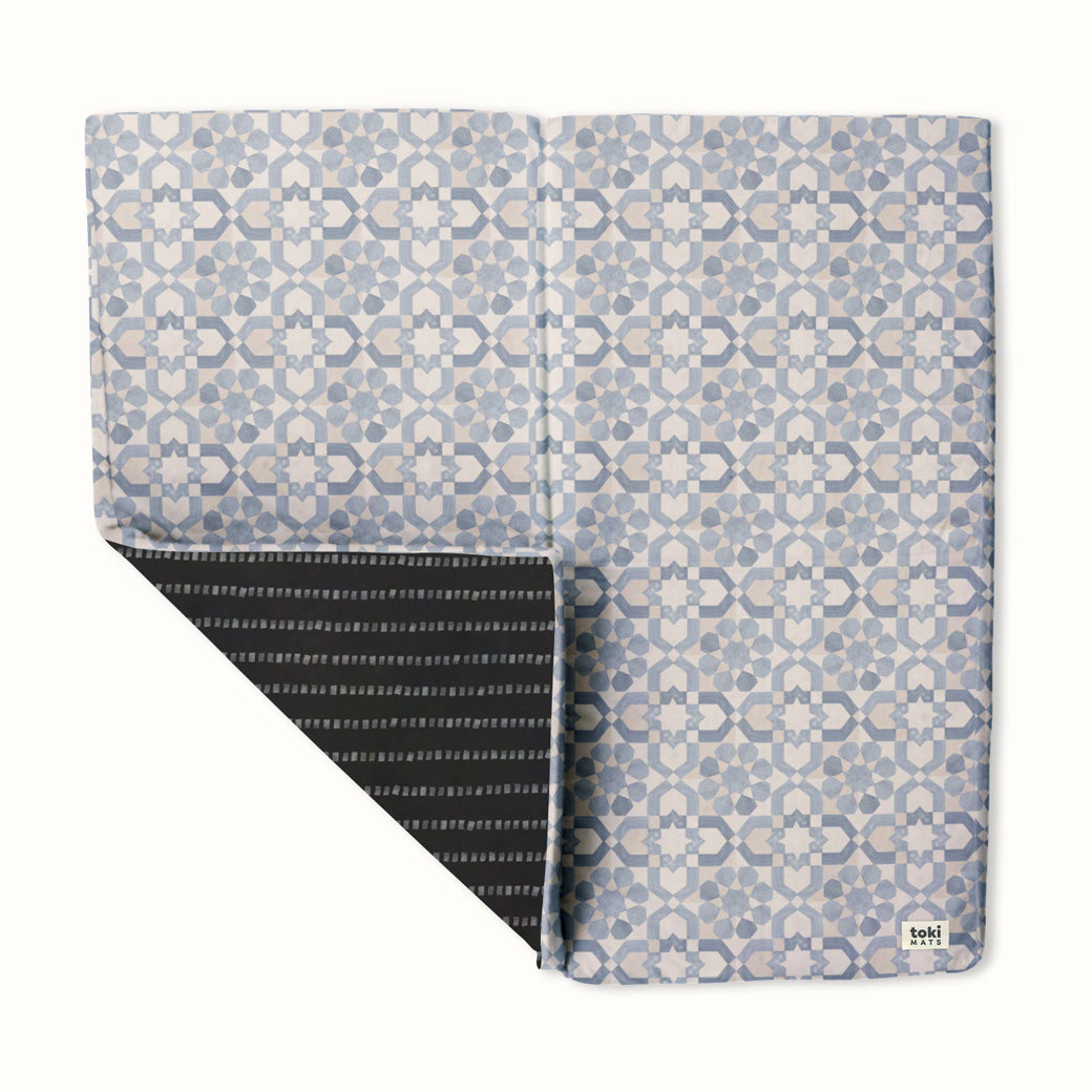 Toki Mats Padded Organic Cotton Play Mat in -- Color_Blue Tile _ Mega