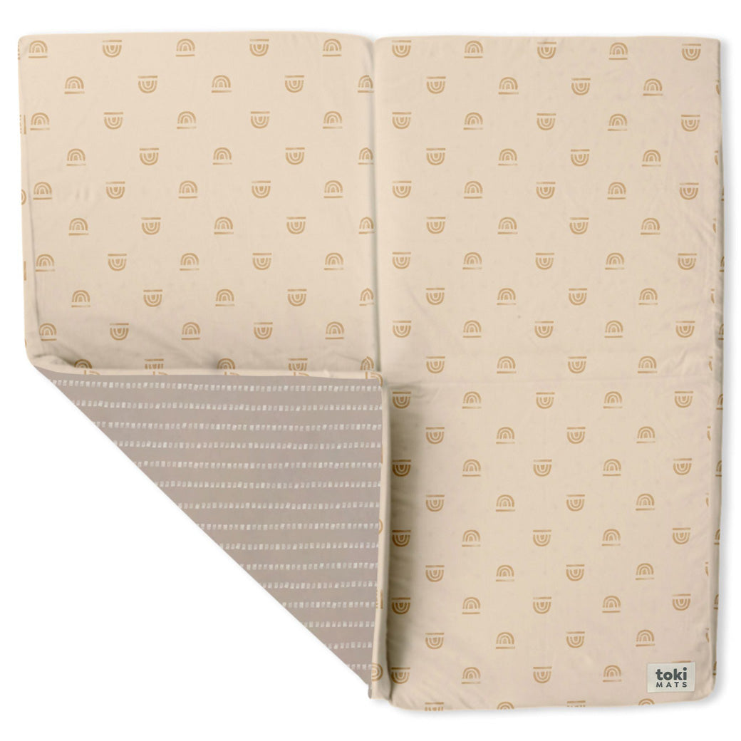 Toki Mats Padded Organic Cotton Play Mat in -- Color_Rainbow Stamp in Cream _ Standard